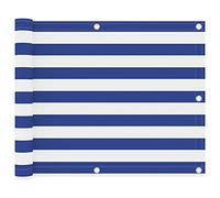 vidaXL Paravento Balcone Tenda Schermo Protezione UV Sole Pioggia Frangivento Parasole Impermeabile Bianco e Blu 75x500 cm Tessuto Oxford
