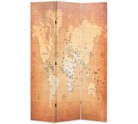 vidaXL Paravento Pieghevole 120x170 cm Stampa Mappa del Mondo Giallo