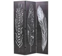 VIDAXL - Paravento Pieghevole 120x170 cm Stampa Piume Bianco e Nero