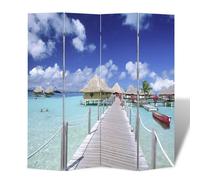 vidaXL Paravento Pieghevole 160x170 cm con Stampa Spiaggia