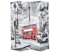 vidaXL Paravento Pieghevole 160x170 cm Stampa Bus Londra Bianco e Nero