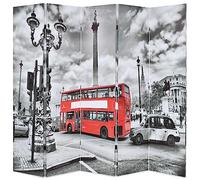vidaXL Legno Abete Paravento Pieghevole Bus Londra 200x170 cm Divisorio Separè