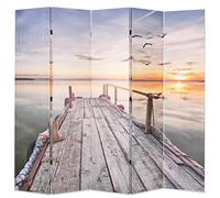 vidaXL Paravento Pieghevole 200x170 cm Stampa Lago