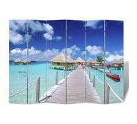 vidaXL - Paravento Pieghevole 217x170 cm con Stampa Spiaggia