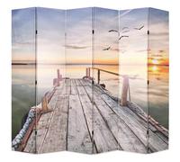 VIDAXL - Paravento Pieghevole 228x170 cm Stampa Lago