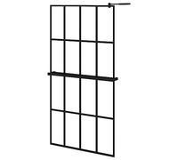 vidaXL Parete Doccia con Mensola Nera 100x195 cm Vetro ESG e Alluminio