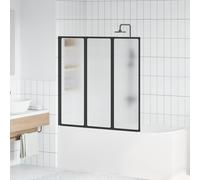 vidaXL Parete doccia Nero 120 x 2 x 117 cm Alluminio e PP