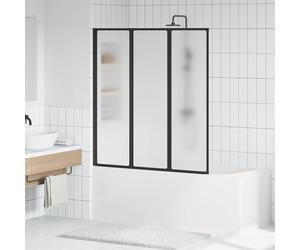 vidaXL Parete doccia Nero 132 x 2 x 140 cm Alluminio e PP