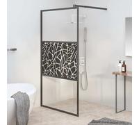 vidaXL Parete Doccia Walk in 100x195 cm Vetro ESG Design Pietre Nero