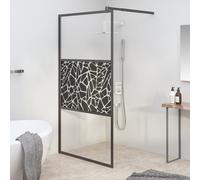 vidaXL Parete Doccia Walk in 115x195 cm Vetro ESG e Design Pietre Nero