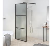 vidaXL Parete Doccia Walk in 90x195 cm in Vetro Scuro ESG Nero