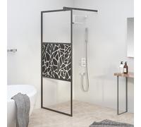 vidaXL Parete Doccia Walk in 90x195cm Vetro ESG con Design Pietre Nero
