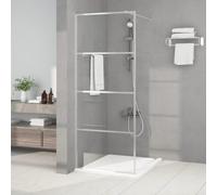 vidaXL Parete Doccia Walk in Argento 80x195 cm Vetro Trasparente ESG