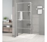 vidaXL Parete Doccia Walk in Argento 90x195 cm Vetro Trasparente ESG