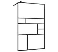 vidaXL Parete Doccia Walk-in in Vetro Trasparente ESG Nera 100x195 cm
