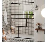 vidaXL Parete Doccia Walk-in in Vetro Trasparente ESG Nera 115x195 cm
