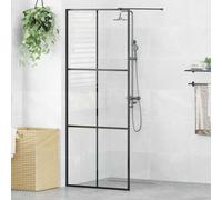 vidaXL Parete Doccia Walk-in in Vetro Trasparente ESG Nera 80x195 cm