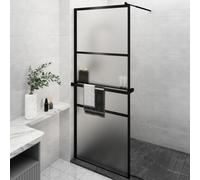vidaXL Parete Doccia Walk in Mensola Nera 80x195cm Vetro ESG Alluminio