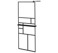 vidaXL Parete Doccia Walk in Mensola Nera 80x195cm Vetro ESG Alluminio, Parete Doccia con mensola, Schermo Doccia, Schermo Doccia Walk in