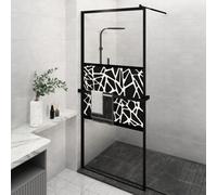 vidaXL Parete Doccia Walk in Mensola Nera 90x195cm Vetro ESG Alluminio