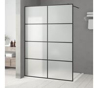 vidaXL Parete Doccia Walk in Nera 140x195 cm Vetro Smerigliato ESG