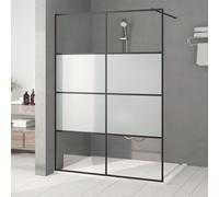 vidaXL Parete Doccia Walk in Nera 140x195cm Vetro Semi Smerigliato ESG