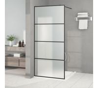 vidaXL Parete Doccia Walk in Nera 90x195 cm Vetro Smerigliato ESG