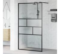 vidaXL Parete Doccia Walk-in Nero 112,5 x 195 x 0,5 cm
