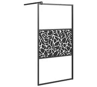 vidaXL Parete Doccia Walk in 100x195 cm Vetro ESG Design Pietre Nero