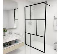 vidaXL Parete per Doccia Walk-in in Vetro Temperato Nera 115x195 cm
