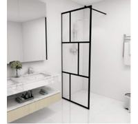 vidaXL Parete per Doccia Walk-in in Vetro Temperato Nera 80x195 cm