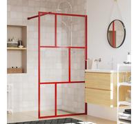 vidaXL Parete per Doccia Walk-in Vetro Trasparente ESG 100x195cm Rossa