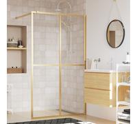 vidaXL Parete per Doccia Walk-in Vetro Trasparente ESG 140x195 cm Oro, parete doccia, divisorio doccia, pareti docce, cabina doccia, schermo doccia