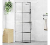 vidaXL Parete per Doccia Walk-in Vetro Trasparente ESG 90x195 cm Nera