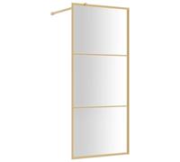 vidaXL Parete per Doccia Walk-in Vetro Trasparente ESG 90x195 cm Oro