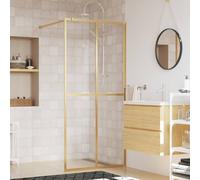 vidaXL Parete per Doccia Walk-in Vetro Trasparente ESG 90x195 cm Oro
