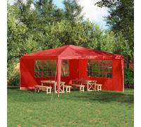 vidaXL Parete per tenda da festa 2 pcs 400 x 195 cm Rosso PE e Acciaio, Tenda rettangolare moderna per feste, decorazioni di eventi, rifugio temporaneo, cerimonie all'aperto