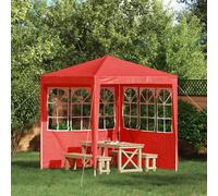 vidaXL Parete per tenda da festa 2 pz 200 x 195 cm Rosso PE e Acciaio