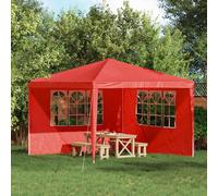 vidaXL Parete per tenda da festa 2 pcs 300 x 195 cm Rosso PE e Acciaio, Tenda rettangolare moderna per feste, decorazioni di eventi, rifugio temporaneo, cerimonie all'aperto