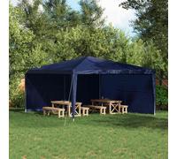 vidaXL Parete per tenda da festa 2 pz 400 x 195 cm Blu PE e Acciaio