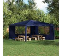 vidaXL Parete per tenda da festa 2 pcs 400 x 195 cm Blu PE e Acciaio, Tenda rettangolare moderna per feste, decorazioni di eventi, rifugio temporaneo, cerimonie all'aperto