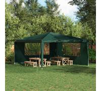 vidaXL Parete per tenda da festa 2 pcs 400 x 195 cm Verde PE e Acciaio, Tenda rettangolare moderna per feste, decorazioni di eventi, rifugio temporaneo, cerimonie all'aperto