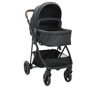 vidaXL Passeggino 2 in 1 Antracite e Nero in Acciaio