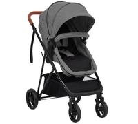 vidaXL Passeggino 2 in 1 Grigio Chiaro e Nero in Acciaio