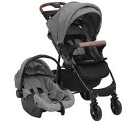 vidaXL Passeggino 3 in 1 grigio chiaro acciaio