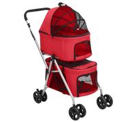 vidaXL Passeggino Cani Pieghevole 2 Livelli Rosso 83x48x97cm Tessuto