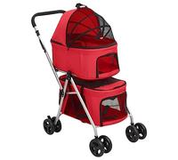 vidaXL Passeggino Cani Pieghevole 2 Livelli Rosso 83x48x97cm Tessuto
