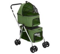 vidaXL Passeggino Cani Pieghevole 2 Livelli Verde 83x48x97cm Tessuto