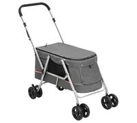 vidaXL Passeggino Cani Pieghevole Grigio 100x49x96cm Tessuto di Lino