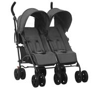 AX Passeggino Gemellare Ruote Cestino 76.5x79x105cm Pieghevole 4Pos Nuovo 10236